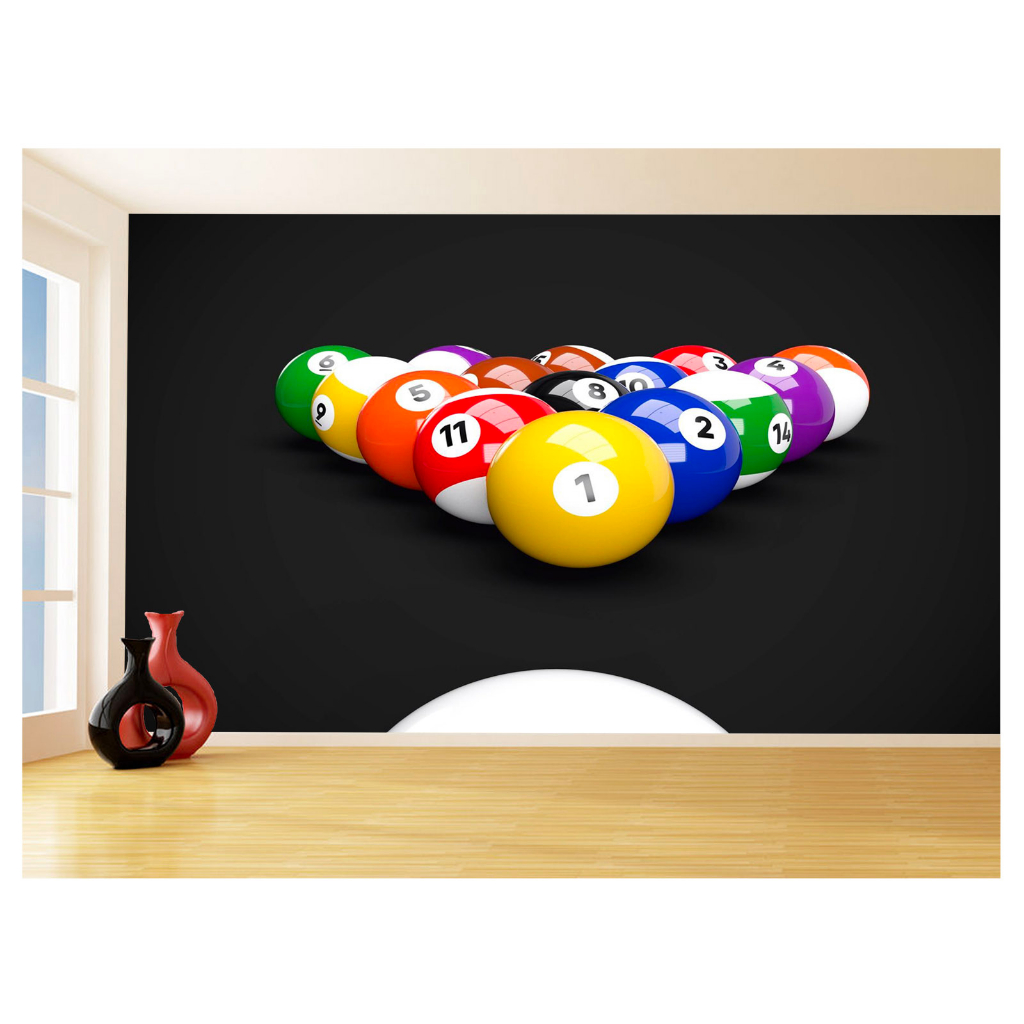 Papel de Parede Decorativo - Adesivo de Parede Salão de Jogos Jogatina Bilhar Sinuca Bola 8 M² JCS034