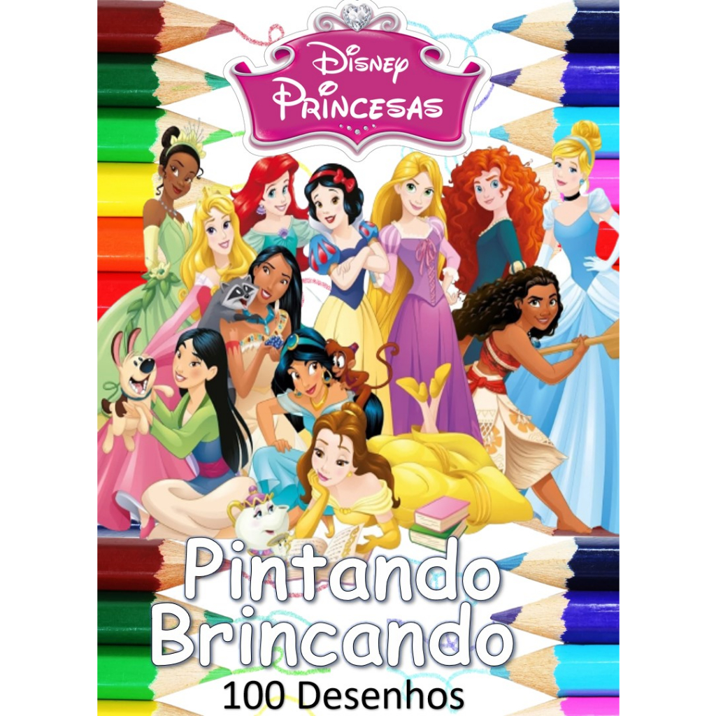 100 Desenhos Para Pintar e Colorir Princesas e Guerreiras Disney  Folhas A4 Sulfite Avulsas/Soltas