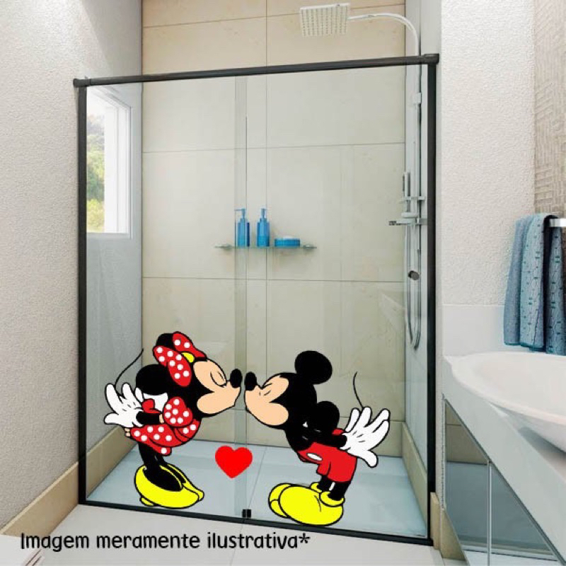 Adesivo Para Box Mickey e Minnie | Adesivo Banheiro