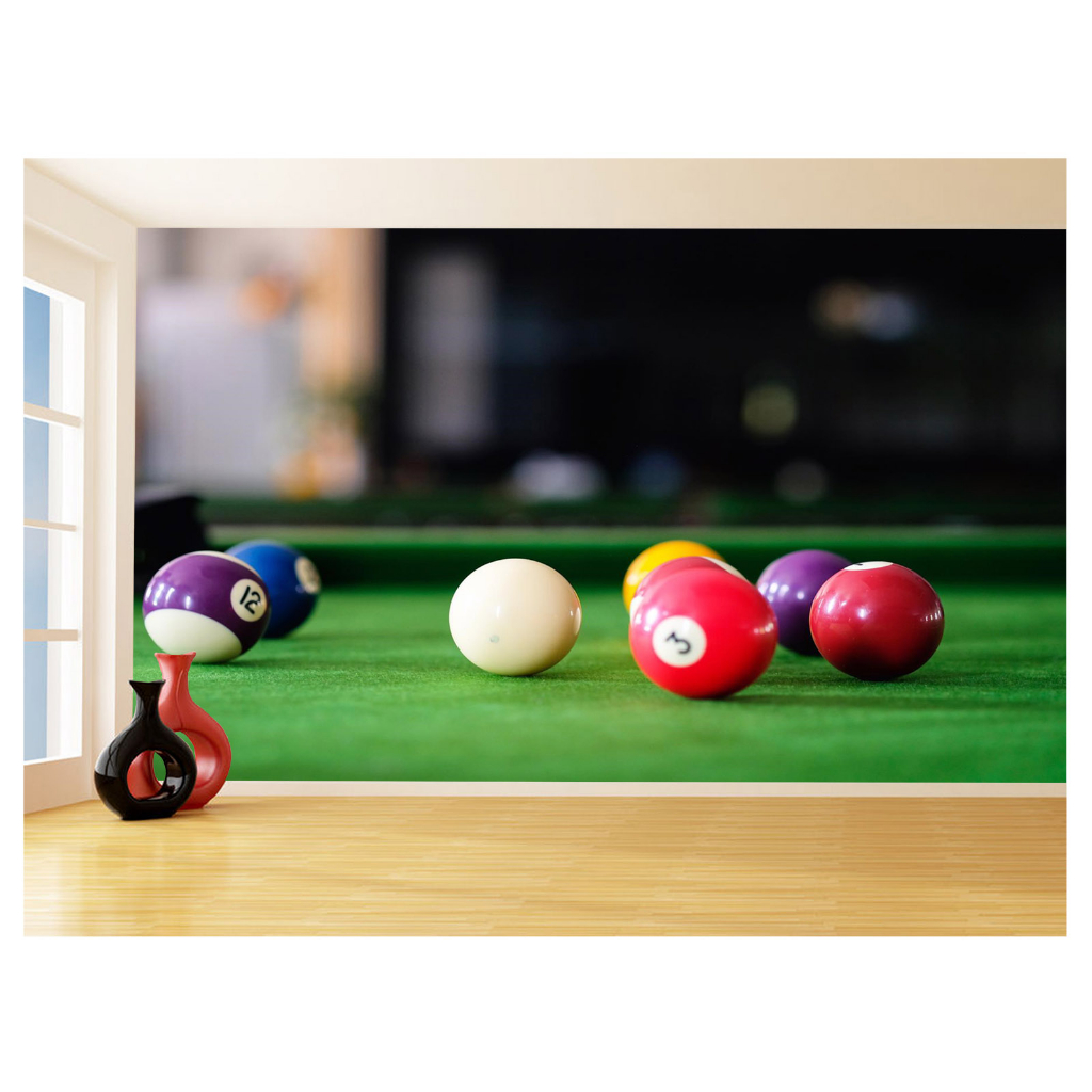 Papel de Parede Decorativo - Adesivo de Parede Salão de Jogos Jogatina Bilhar Sinuca Bola 8 M² JCS036