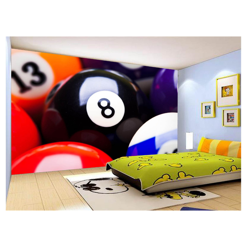 Papel de Parede Decorativo - Adesivo de Parede Salão de Jogos Jogatina Bilhar Sinuca Bola 8 M² JCS037