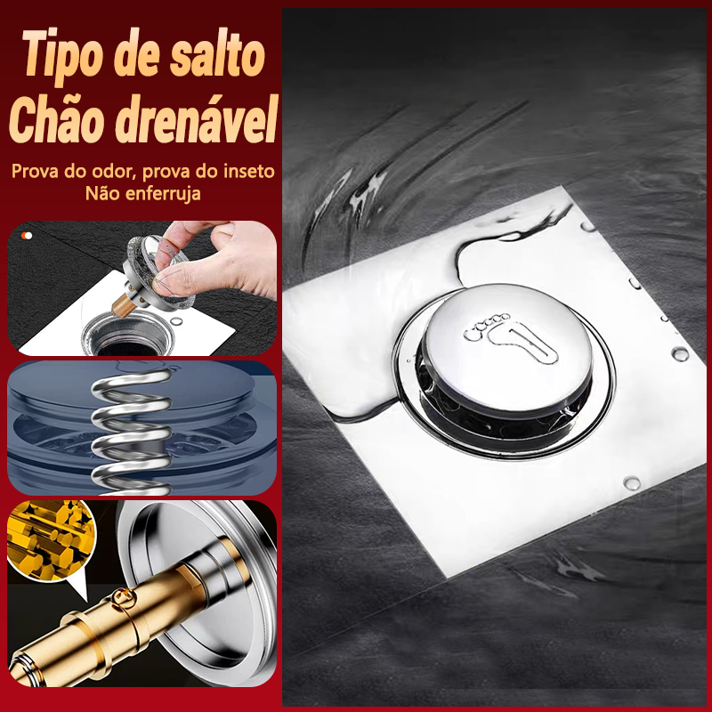 Ralo Inteligente Click Up Acionamento Aço Inox Para Banheiro Resistente 10*10cm/15*15cm ENVIO IMEDIATO