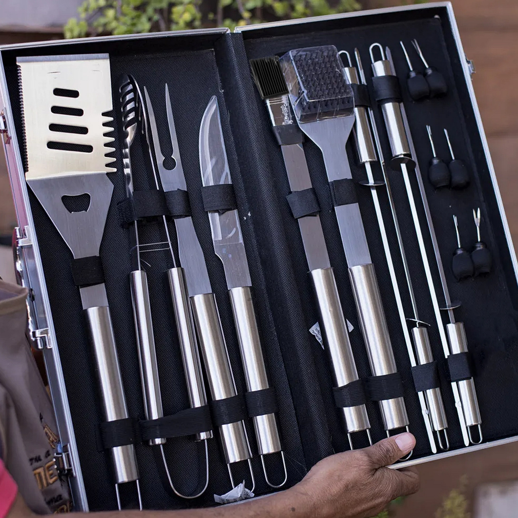 20 Peças Utensílios Kit Churrasco Churrasqueiro Profissional bolsa Chef Barbecue Festa Evento em Oferta na Shopee