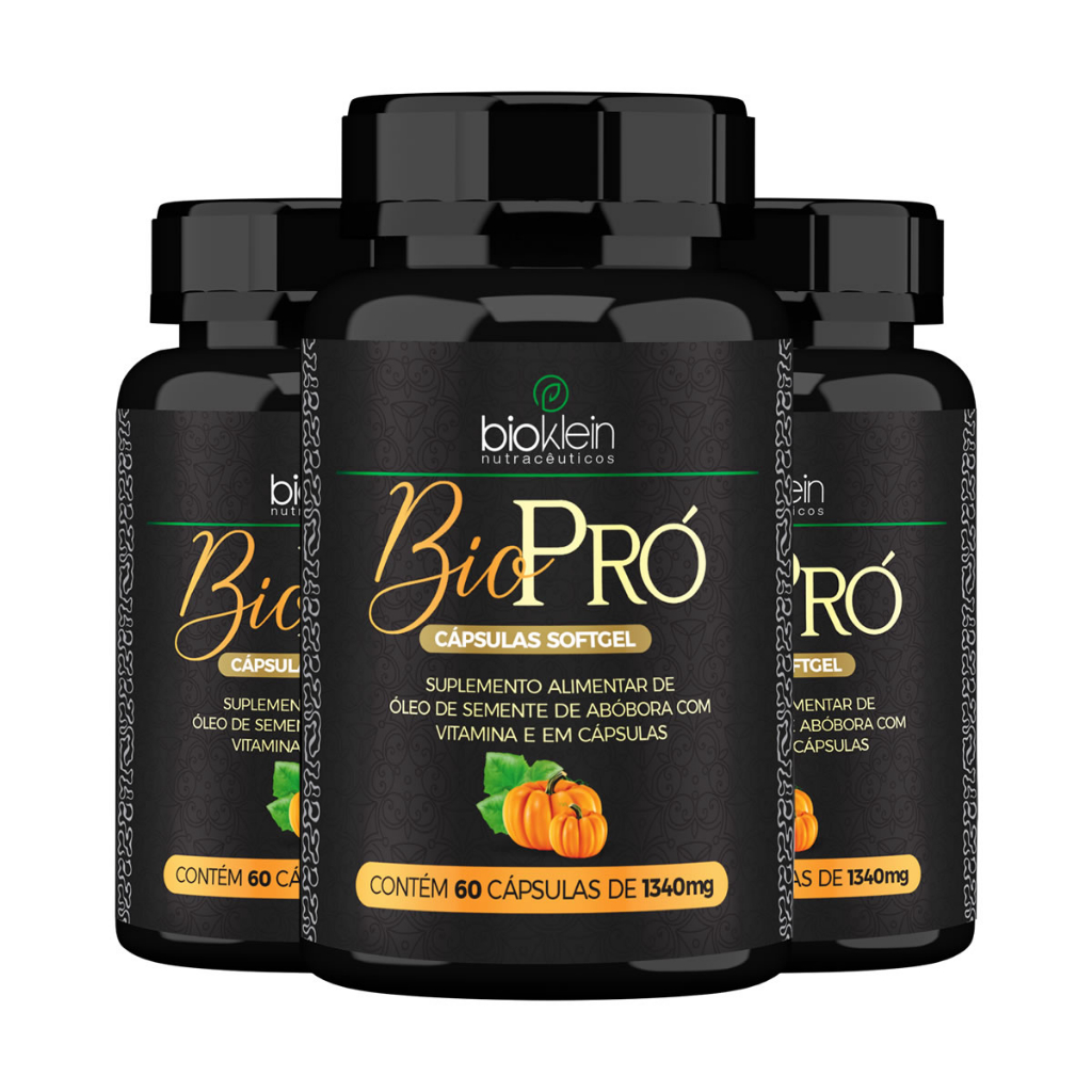 Kit 3 Biopró Óleo de Semente de Abóbora 60 Cápsulas Softgel Bioprost Bio Prost Bioklein