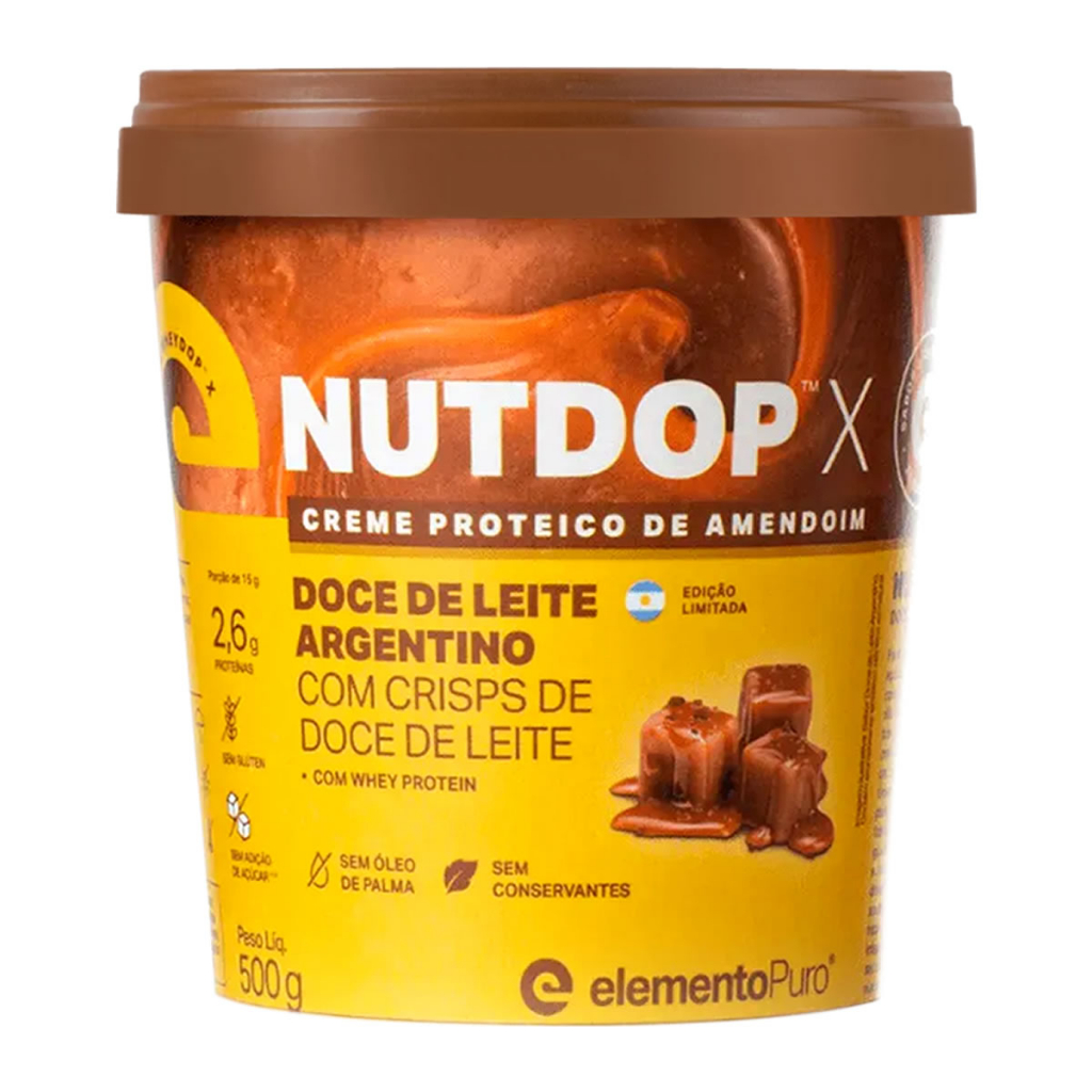 Nutdop 500g Pasta Amendoim Whey Protein Doce Leite Argentino