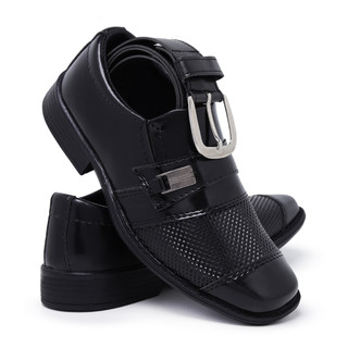 Kit Sapato Social Infantil Masculino Com Cinto 444 Cores Uniforme Formatura Macio Leve Conforto