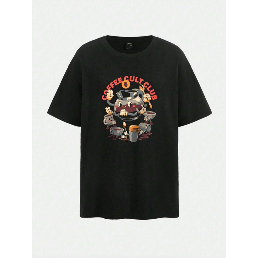Camiseta Coffee Cult Club Oversized Aesthetic