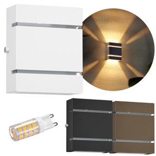 Arandela Parede Externa 2 Fachos Frisos E Focos em Alumínio + Lâmpada LED 5W G9 MF167 em Oferta na Shopee