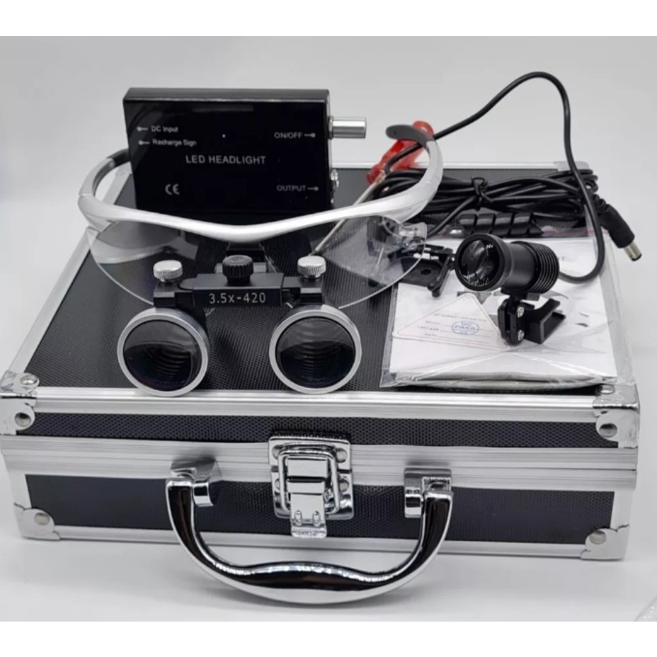 Lupa Cirurgica Dentista + Fotoforo Luz Led 5w