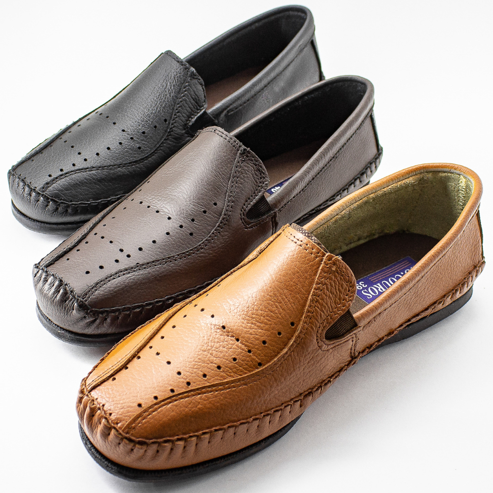 Kit com 3 pares Sapato Mocassim Sapatilha Couro Legitimo Masculino Casual Ortopédico envio imediato
