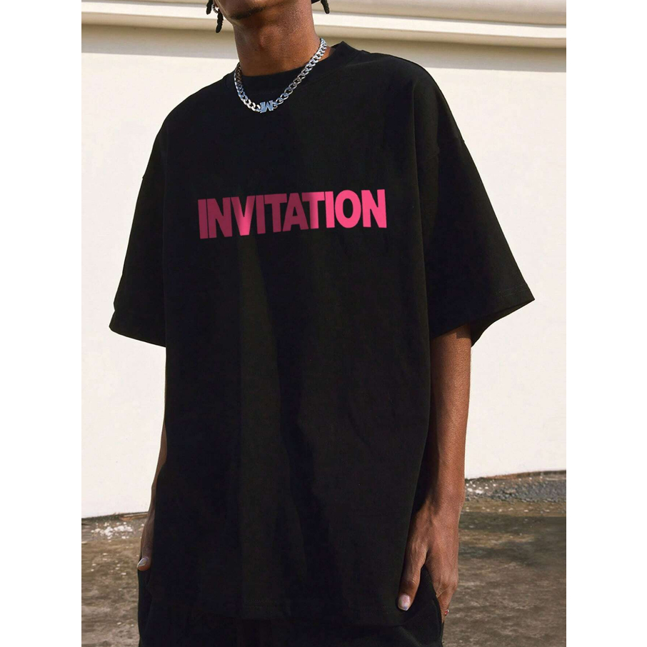 Camiseta Invitation Convite Palavra Oversized Streetwear Unissex Top