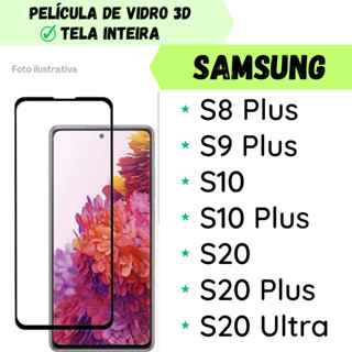 Película de Vidro 3D Para Samsung S8 Plus/ S9 Plus/ S10/ S10 Plus/ S20/ S20 Plus/ S20 Ultra Protetor de tela celular Tela Inteira Samsung Galaxy.