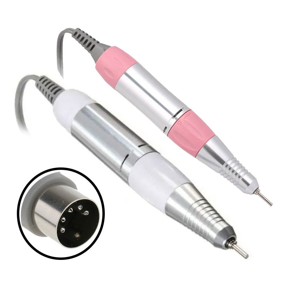 Caneta Motor Lixa Profissional Porquinho Unha Gel Nail Drill Rosa Pink Branco White 30000RPM