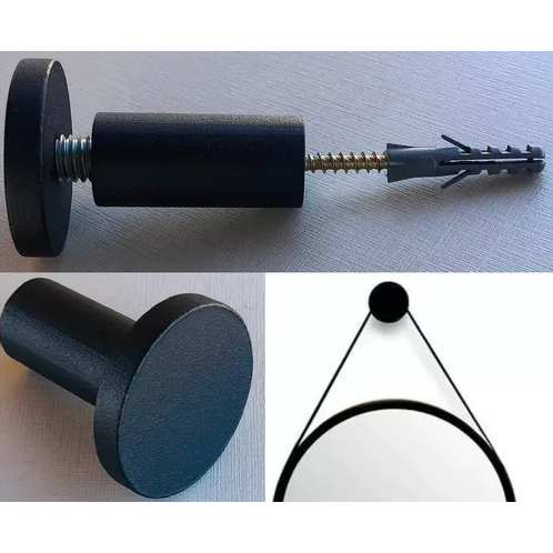 SUPORTE ESPELHO ADNET PRETO E CARAMELO E SUPORTE OVAL/REDONDO