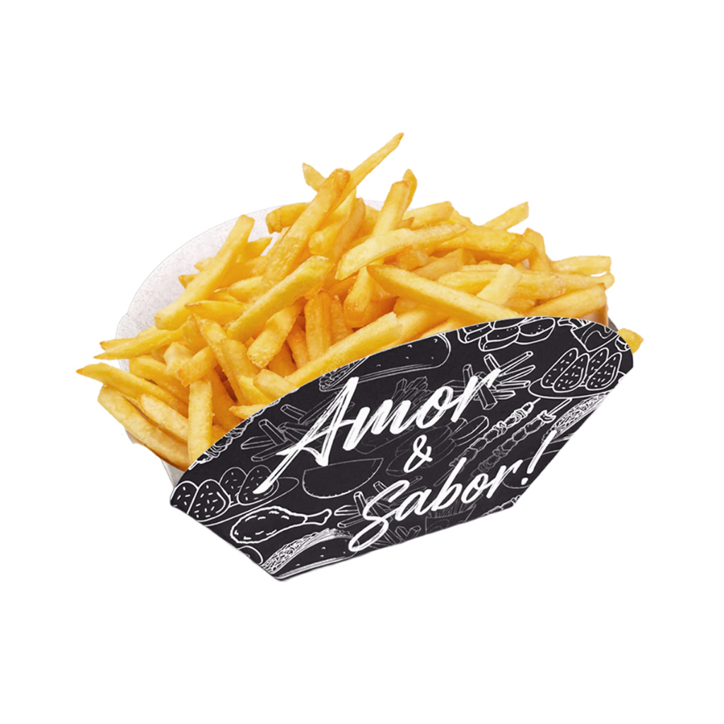 100 Embalagem Batata Frita Porção Salgadinho Frango Frito Cestinha Canoa 250g