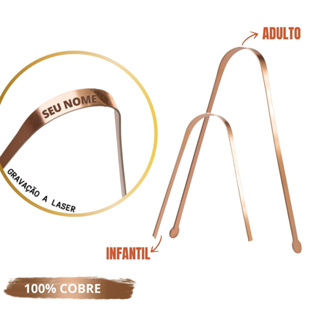 Kit 2 Raspador de Lingua 1 Infantil e 1 Adulto 100% cobre em Oferta na Shopee