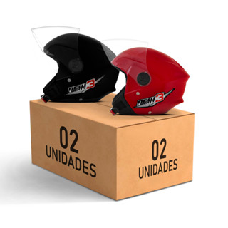Kit 2 Capacete Moto Aberto Feminino Masculino Pro Tork New Liberty 3 Three Viseira Cristal Integral