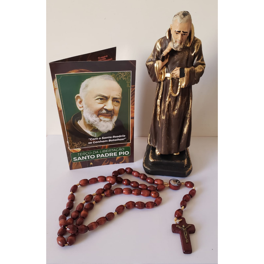 Kit Padre Reginaldo manzotti ,Terço e Imagem de Santo Padre Pio