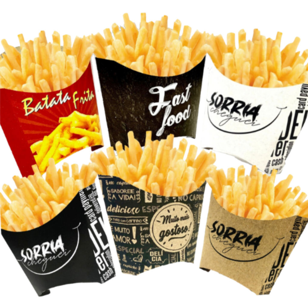 (100 unid.) Embalagem Caixa de Batata Frita -  Tamanho P, M e G - 100 unidades em Oferta na Shopee