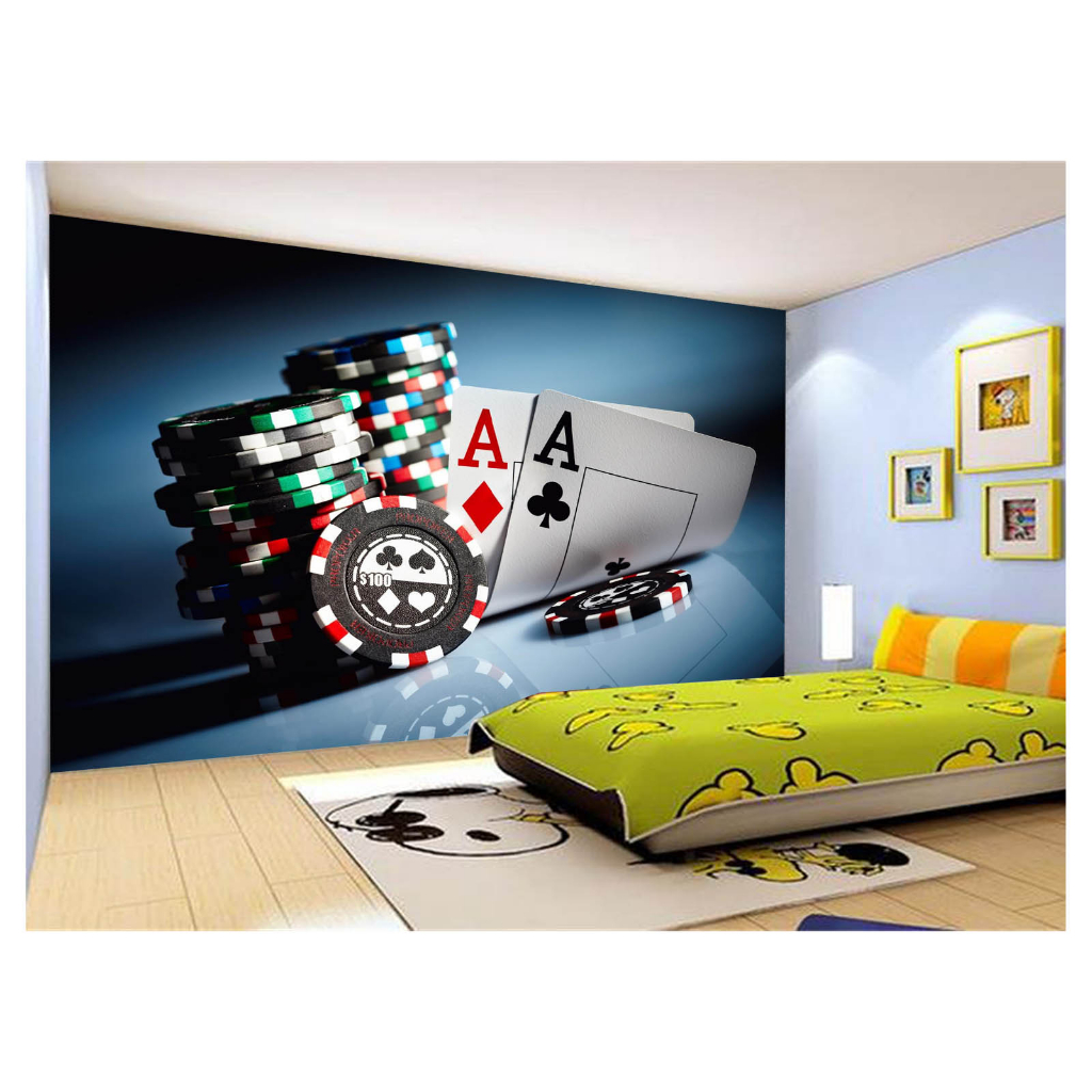Papel de Parede Decorativo - Adesivo de Parede Salão de Jogos Jogatina Bilhar Sinuca Bola 8 M² JCS044
