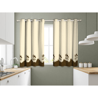 Cortina de Cozinha 3,00 x 1,40 Cortina Linho Gourmet Estampada Com Ilhós Cromado Para Varão