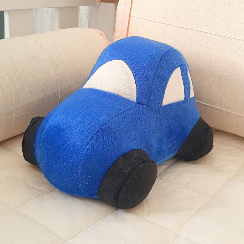 Carro de Pelúcia Carrinho de Brinquedo Macio Para Bebê Criança Carrinho Azul Decoração Quarto Infantil