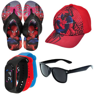 Kit Infantil Masculino Meninos Boné Chinelo Óculos Relógio