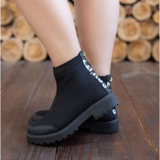 Bota Feminina Meia Zíper Ziper, Muito Leve, Blogueira