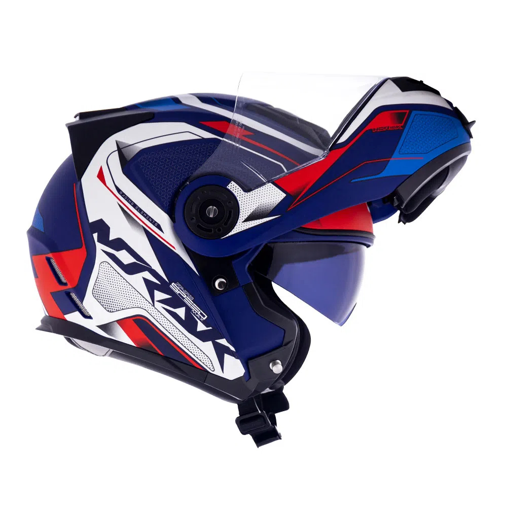 Capacete Norisk Route Ff345 Articulado Speedmax Azul/branco C/ Óculos