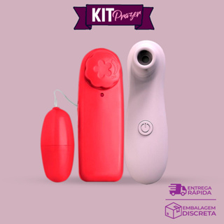 Kit Feminino Sexy Shop Vibrador Estimulador Sugador De Clitóris E Mamilos 7 Pulsações + Vibrador Cápsula Bullet