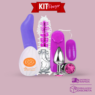 Kit Sexy Shop Vibrador Ponto G + Vibrador Personal + Egg Masturbador + Vibrador Bullet + Plug Anal