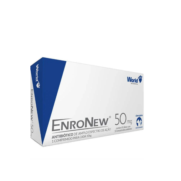 Antimicrobiano Cães e Gatos Enronew 50mg - 10 comp. em Oferta na Shopee