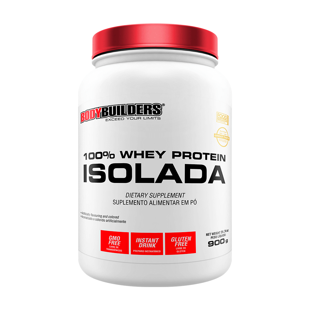 100% Whey Protein Isolada 900g - Bodybuilders Suplemento Premium para ganho de massa muscular