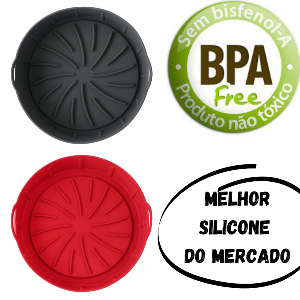 Cesto Forma De Silicone Airfryer Antiaderente Redondo 16cm Cesto de Silicone Redondo Flexivel Forno Forma para Fritadeira Elétrica com Alça Cozinha Decoração Organização