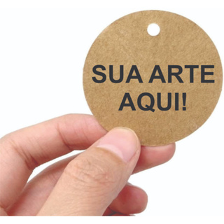 100 Tag PERSONALIZADA kraft redonda acompanha cordão juta sisal em Oferta na Shopee