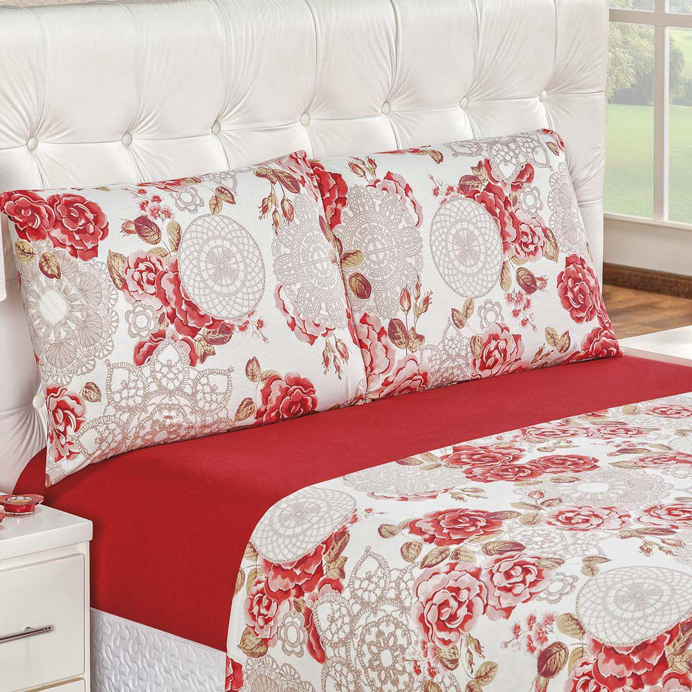 Jogo de Lençol Para Cama Casal Padrão 4 Peças Estampados 170 Fios - Jogo de Cama Sortidos