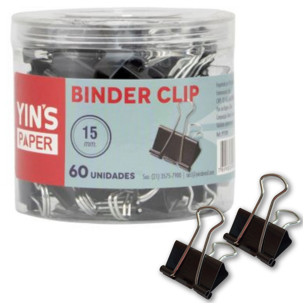Prendedor De Papel Binder Clip 15 mm Pote Com 60 Unidades em Oferta na Shopee