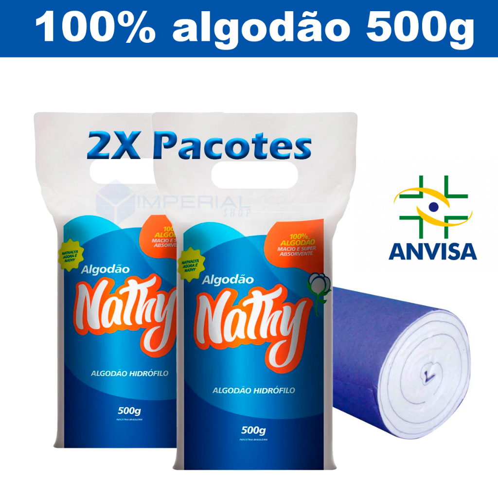 Kit 2 Algodão Hidrófilo Em Rolo 500g Macio E Absorvente