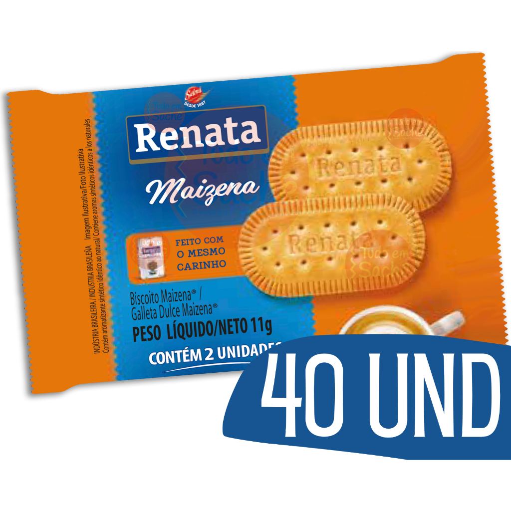 Bolacha Biscoito em Sache Maisena Individual Renata Maizena - 40 und Revenda