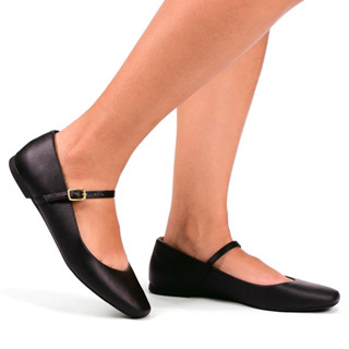 Sapatilha Boneca Feminina Bale Bico Quadrado Fivela Confort Macia Moda Novo