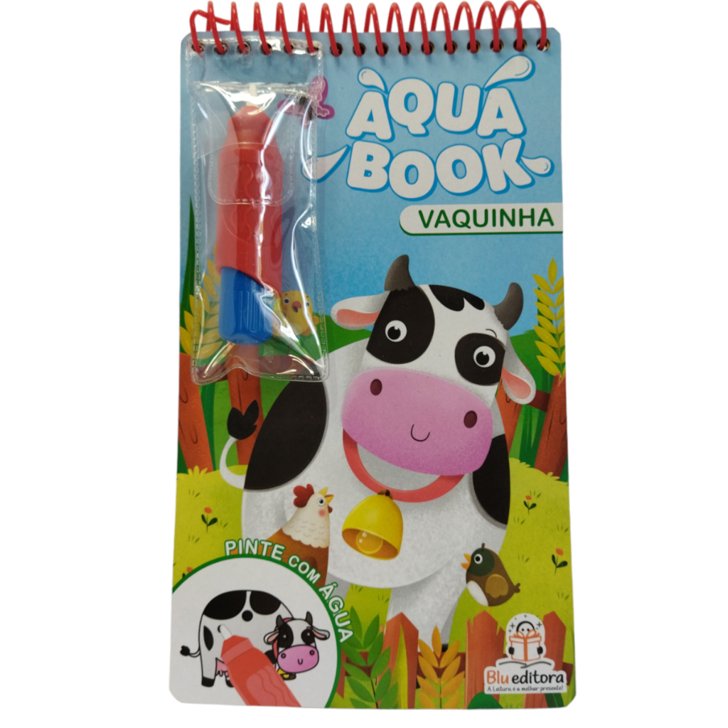 Livro Infantil Coleção Aqua Book - Livro da Vaquinha - Blueditora - livros de pintura - pintura com água