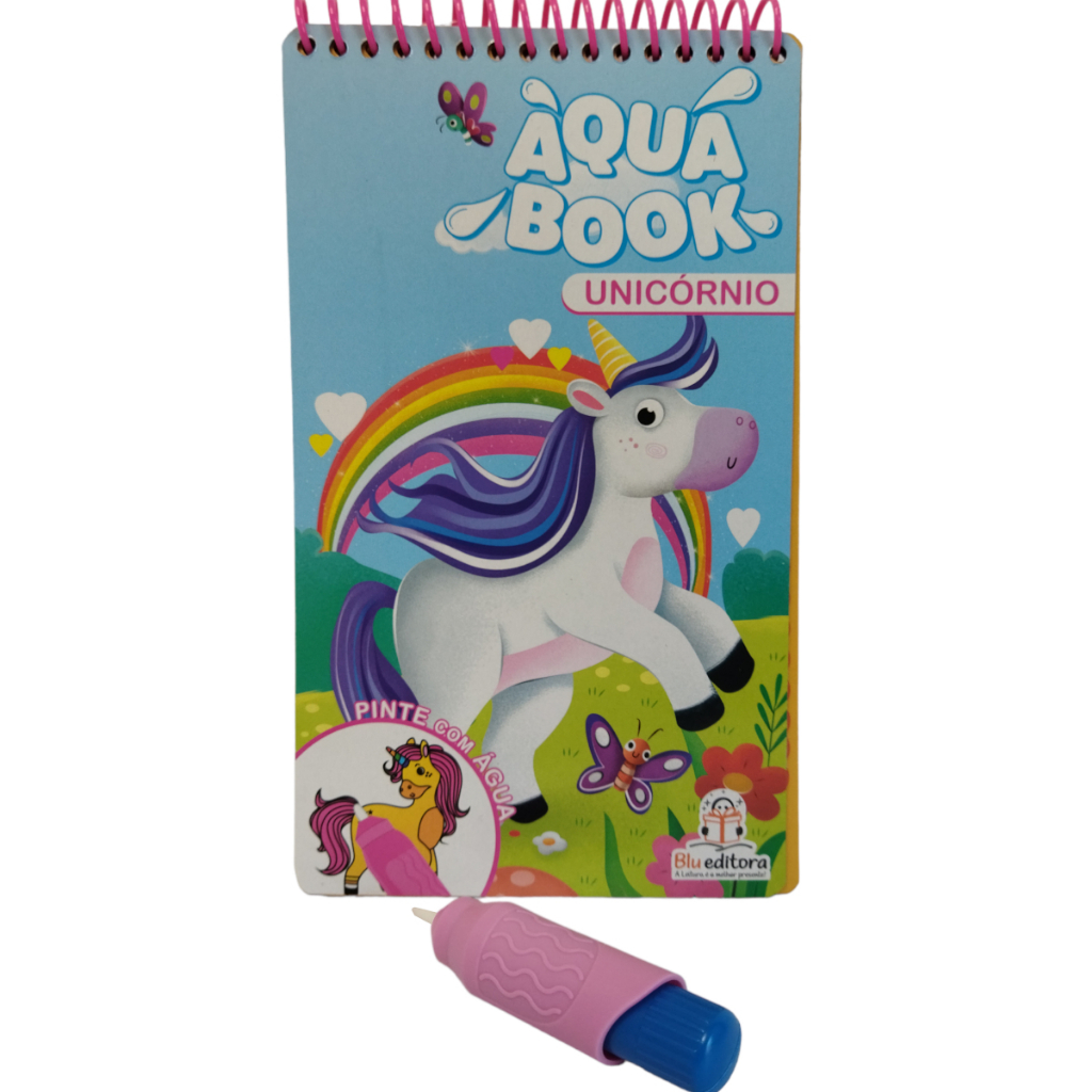 Livro Infantil Coleção Aqua Book - Livro do Unicórnio - Blueditora - livros de pintura - pintura com água