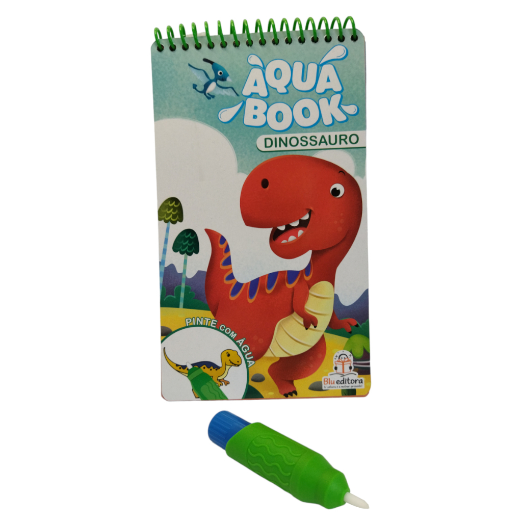 Livro Infantil Coleção Aqua Book - Livro do Dinossauro - Blueditora - livros de pintura / pintura com água
