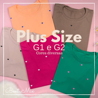 TSHIRT Plus Size “ Minimalista - Poá Coraçãozinho Coração “ Camiseta feminina básica modinha tumbrl blogueira tamanho grande G1 G2 minimalista