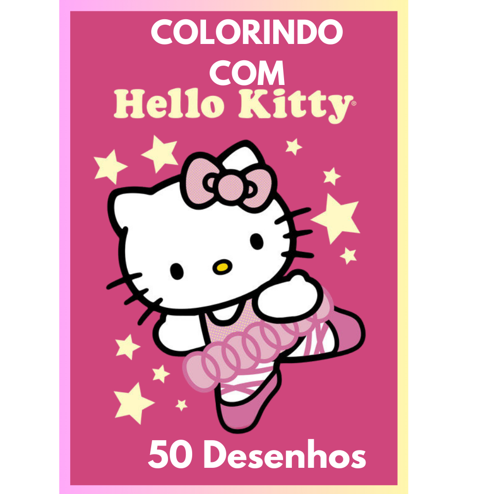 Kit 50 desenhos Para Colorir Infantil Grande Hello Kitty Folha A4