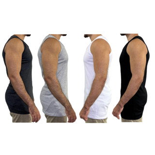 Kit 10 Camisetas Regata Estilo Americano Fechado Canelada Masculina