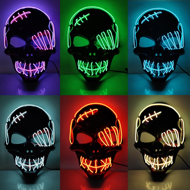 Mascara Halloween Led Neon Assustadora Colorida Dia Das Bruxas Artigo De Festa Decoração em Oferta na Shopee