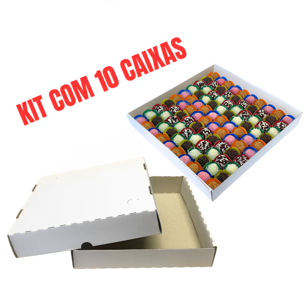 Caixa Para Doces e Salgados Quadrada - Kits com 10 unidades (10 tampas e 10 fundos) em Oferta na Shopee