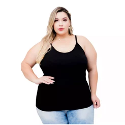 Blusa feminina em malha canelada plus size curve blusinha com alca regata feminina basica