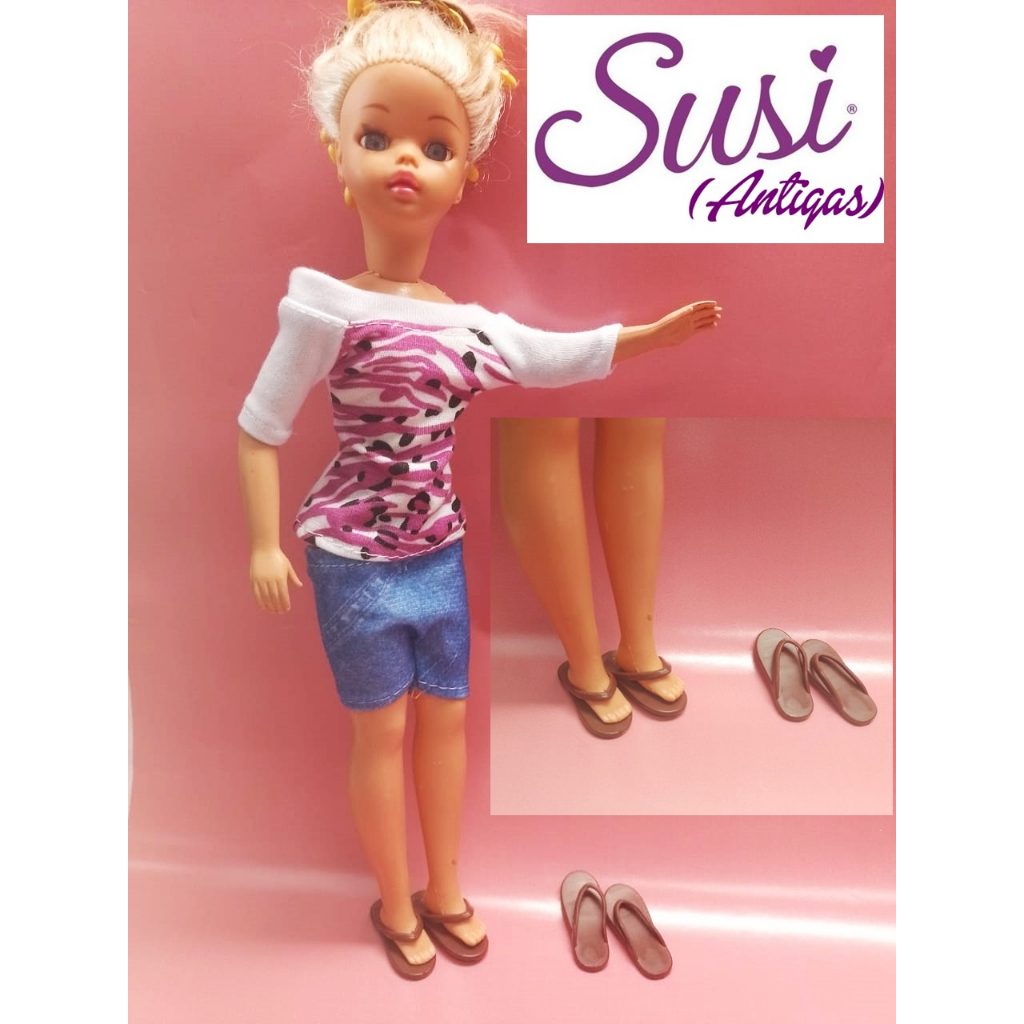 Sapatinho Para Boneca Susi Antiga Anos 50 60 70 80 Pé Maior Sapato Bota Botinha Chinelinhos 26